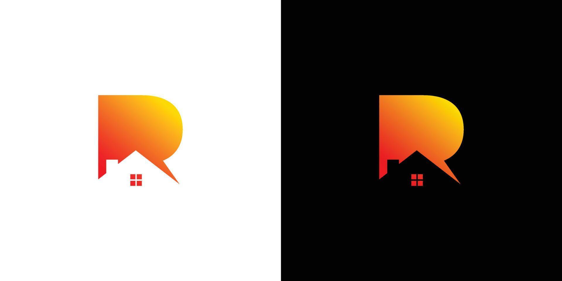 Modern and elegant letter R initial house logo design vector