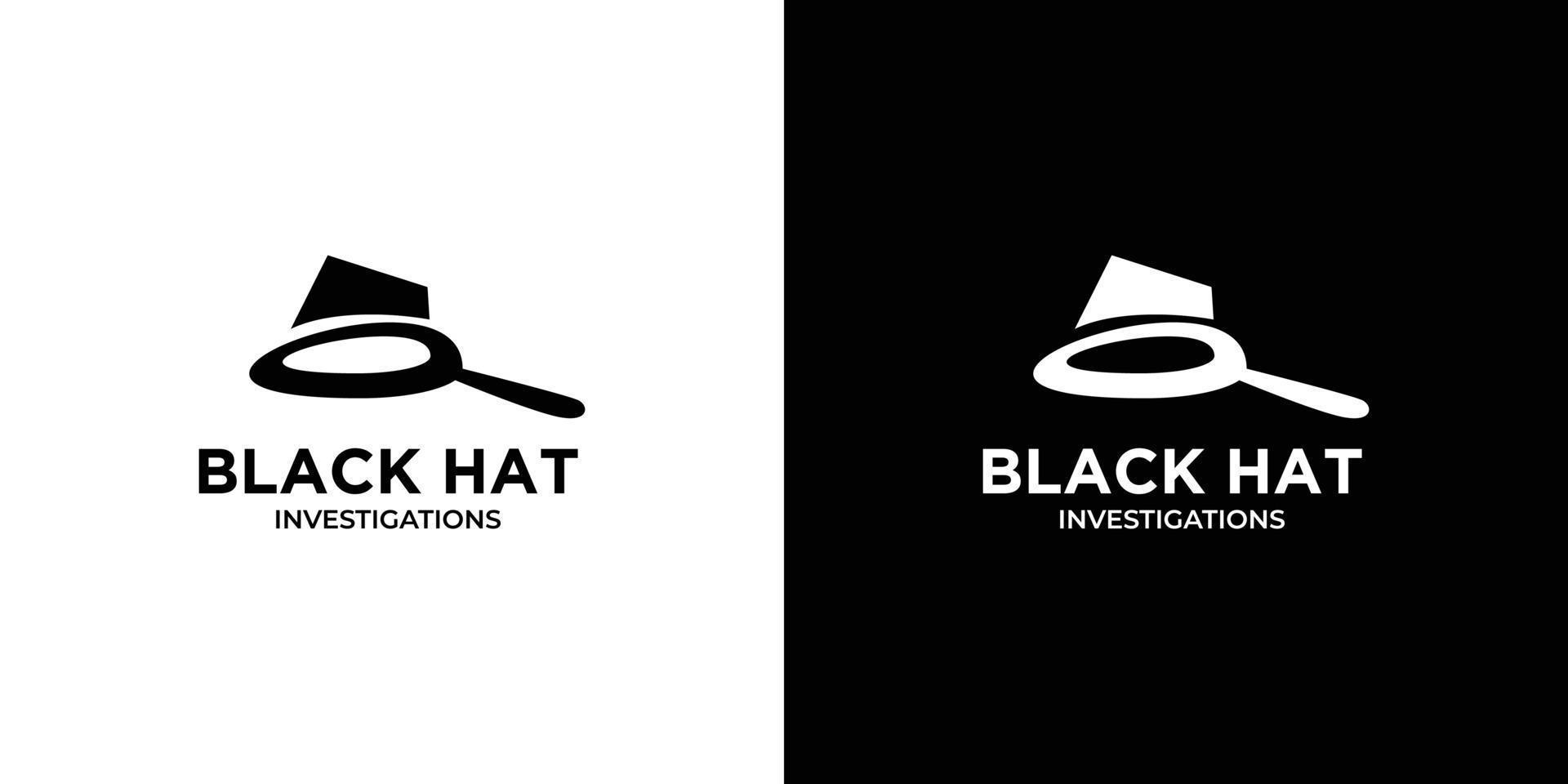 diseño de logotipo de ilustración de detective de sombrero negro moderno y único 3 vector