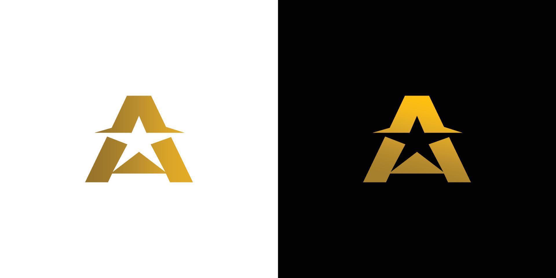 diseño moderno y elegante del logotipo de la estrella de las iniciales de la letra a vector