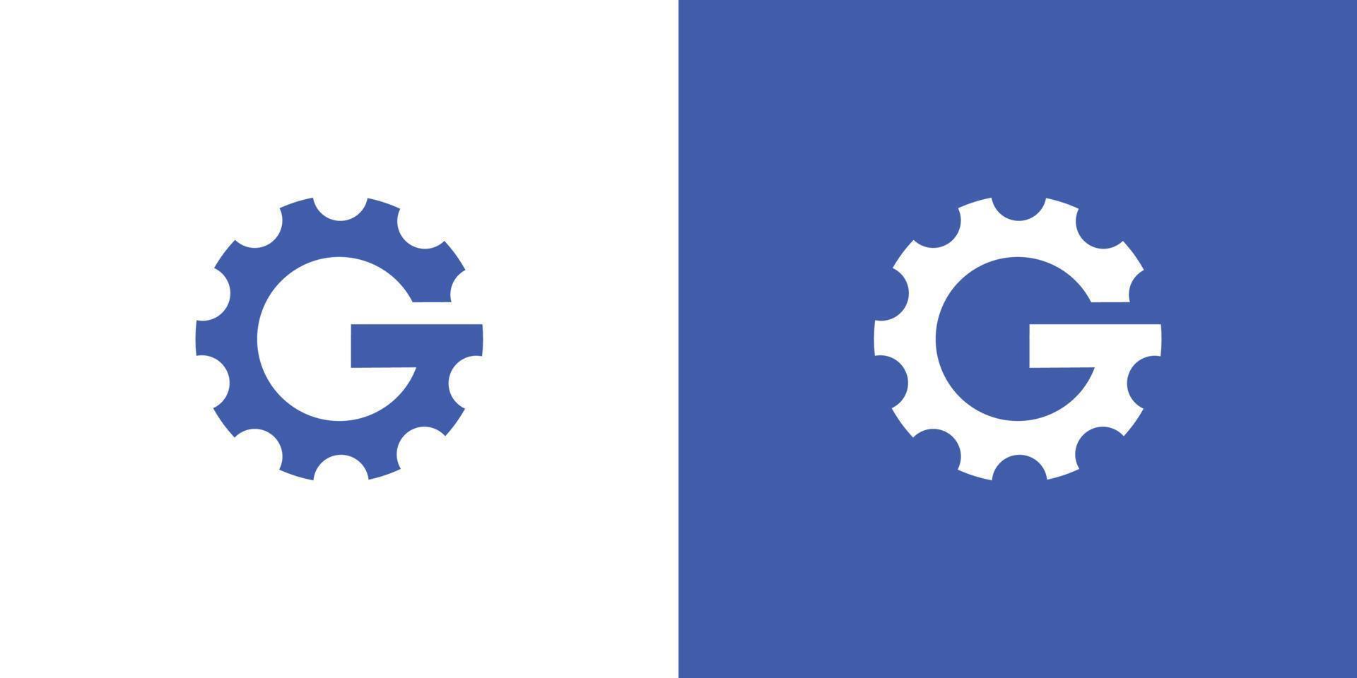 Strong and modern initial letter G gear mechanical logo design vector