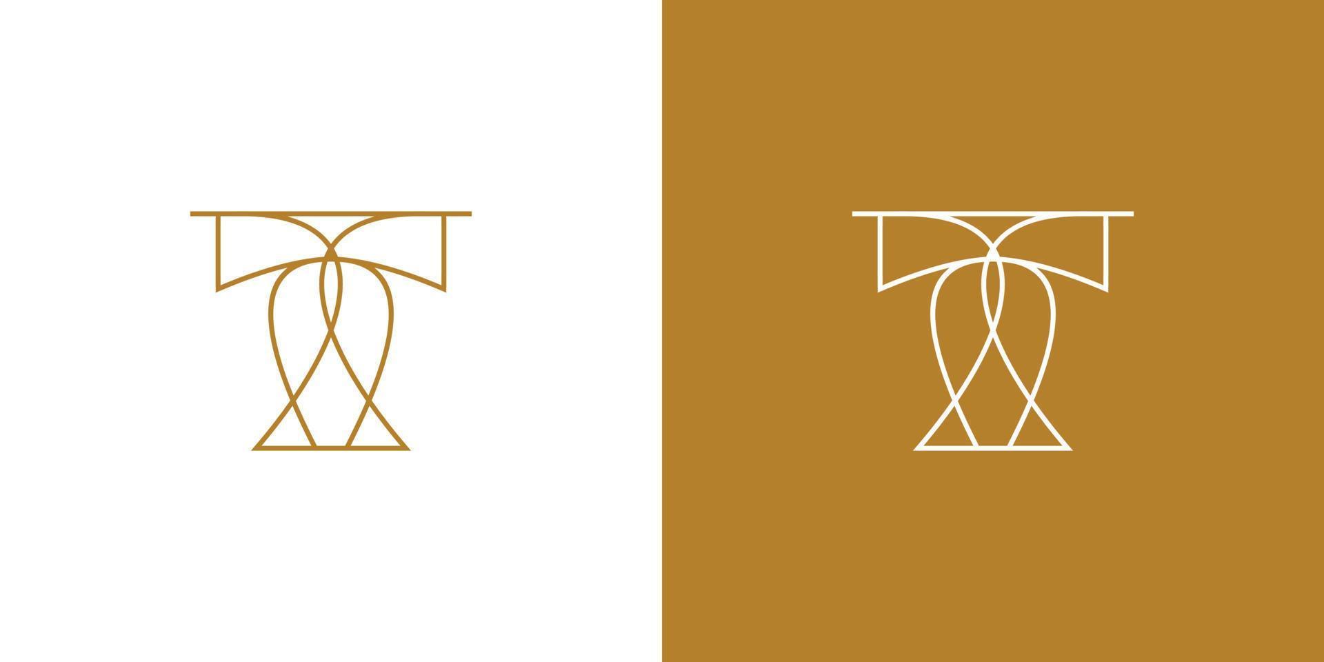 diseño de logotipo de letra t inicial lujoso y elegante vector