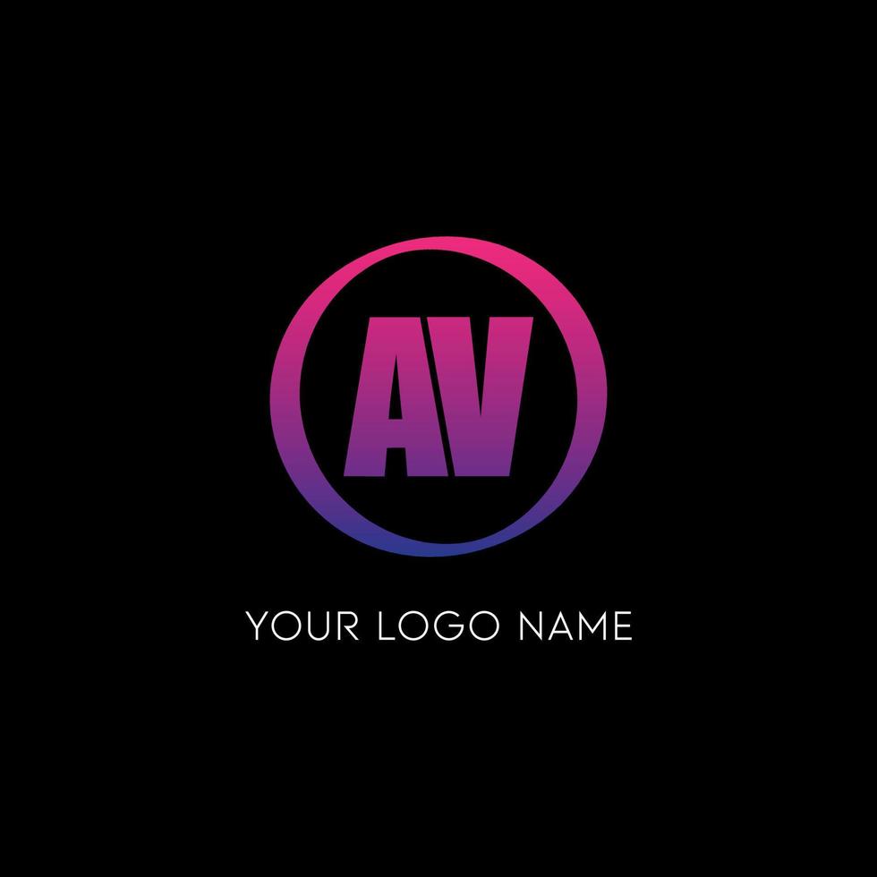 Initial circle AV letter logo icon design free vector template