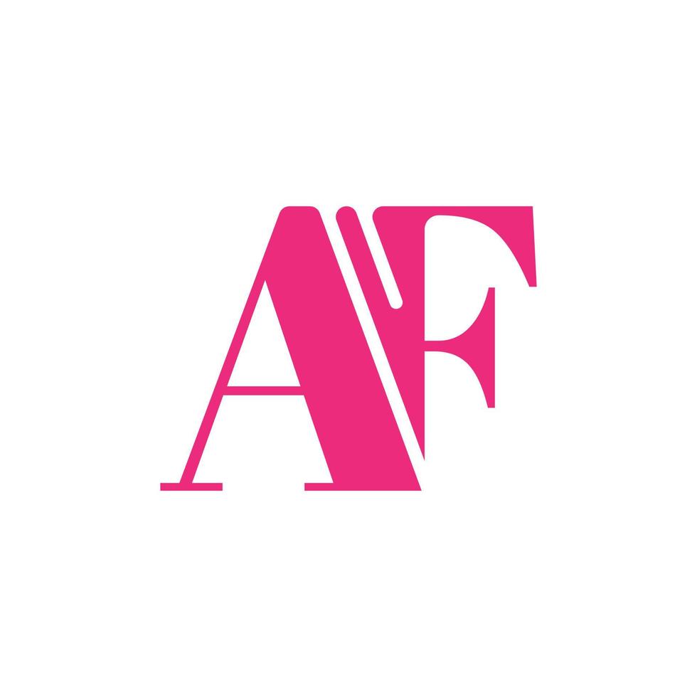 letter AF logo design. AF logo icon pink color vector free vector template.