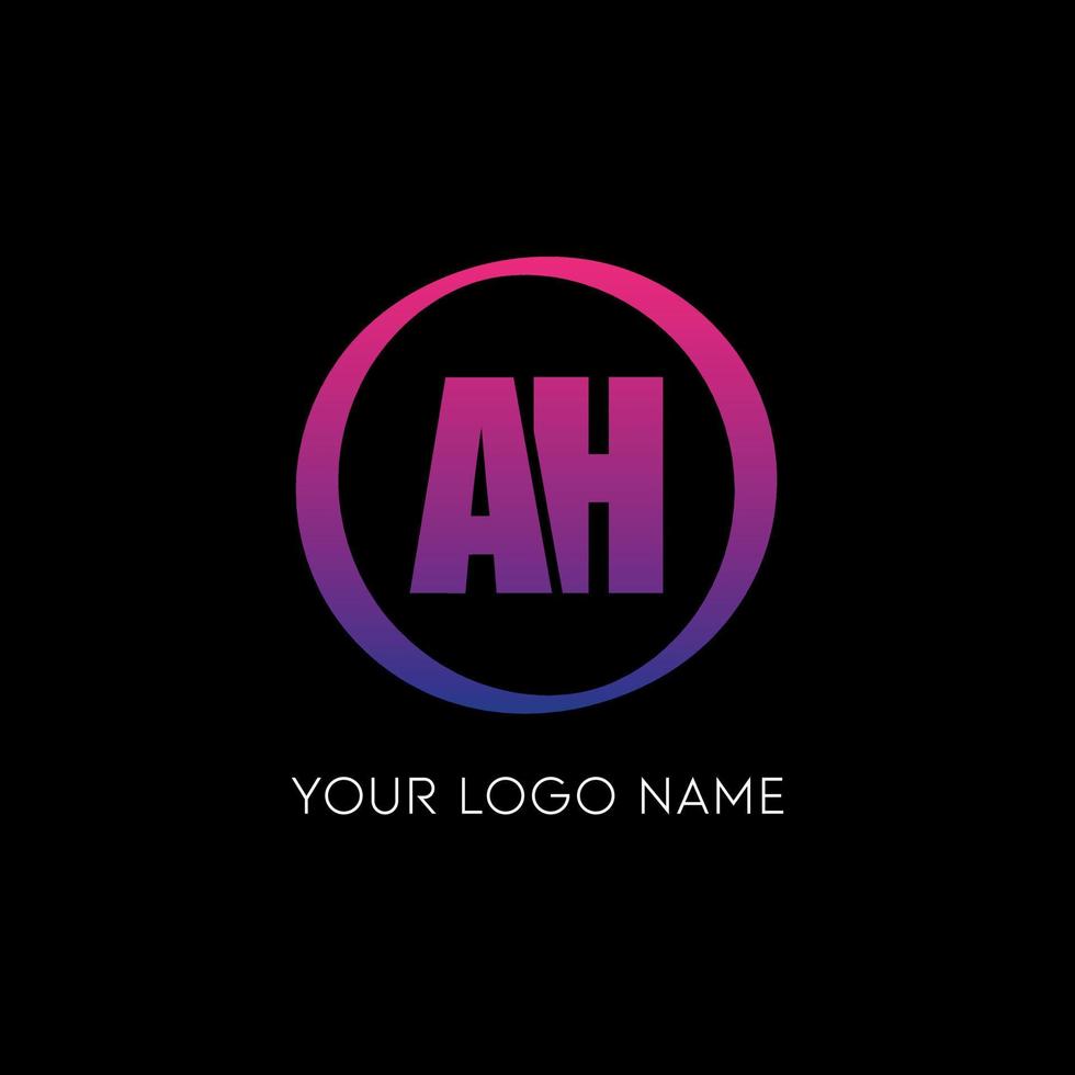 Initial circle AH letter logo icon design free vector template
