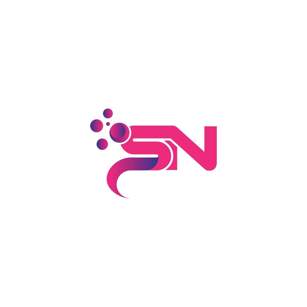 Bubble dots letter SN logo design free vector template.