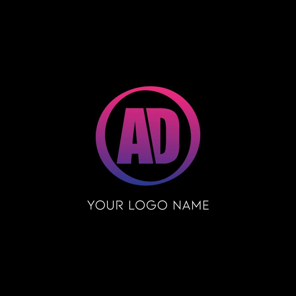 Initial circle AD letter logo icon design free vector template