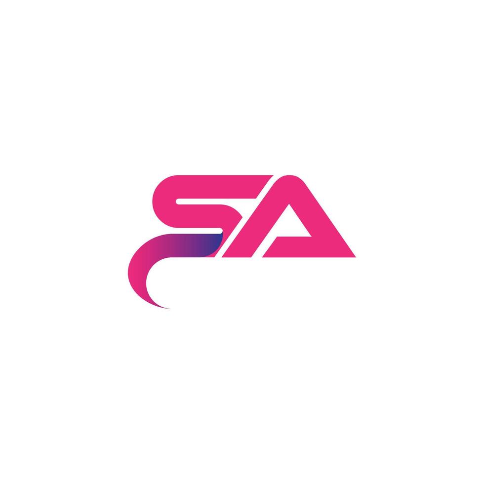 Letter SA logo design. SA logo pink color vector design free vector template.