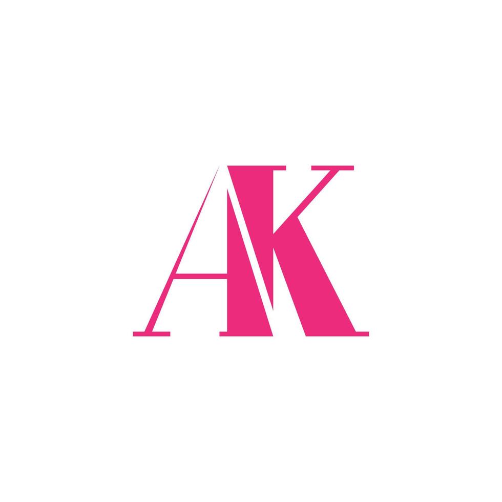 Letter AK logo design. AK logo pink color vector free vector template.