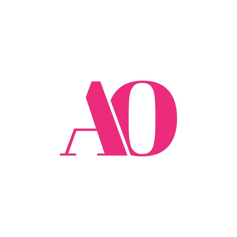 letter AO logo design. AO logo icon pink color vector free vector template.