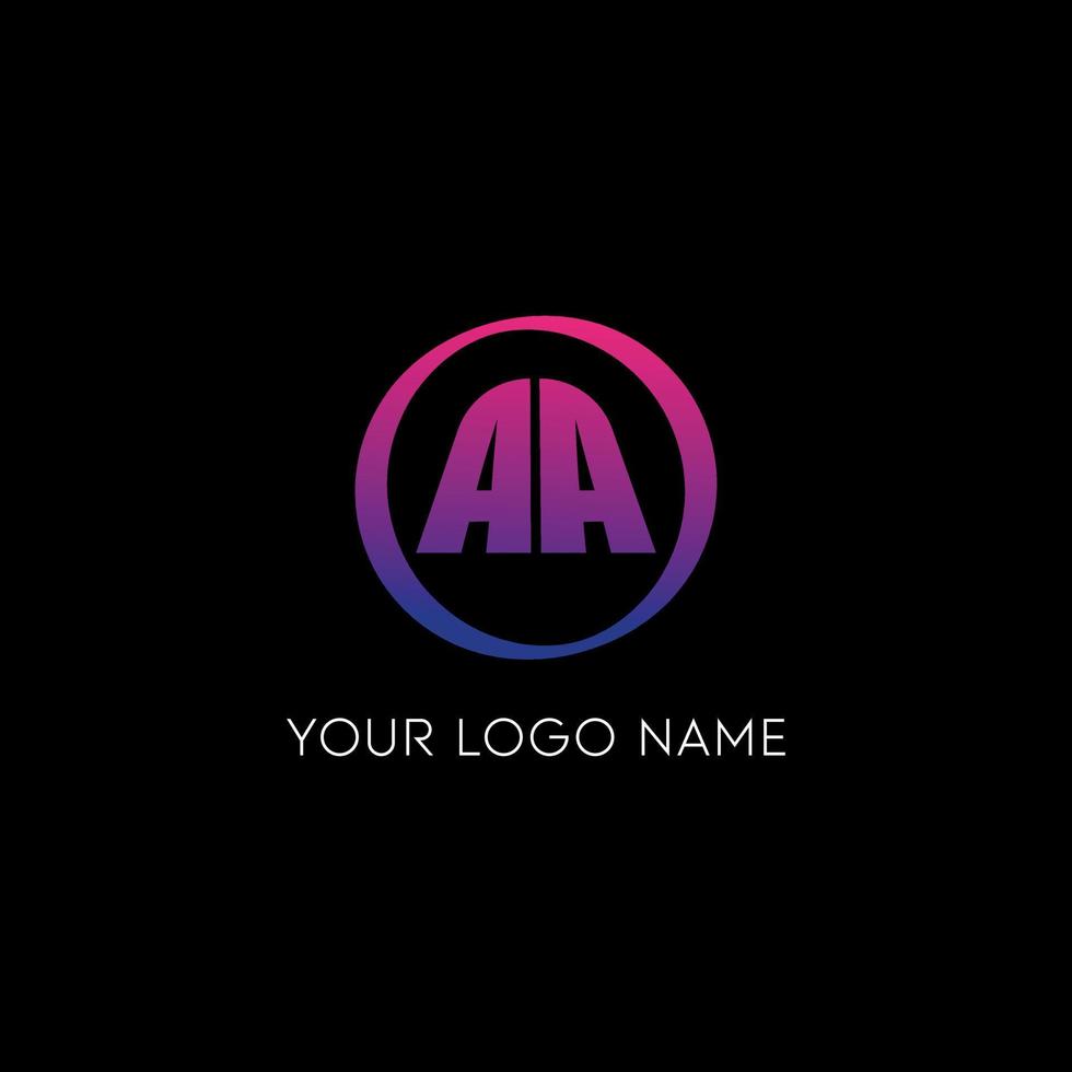Initial circle AA letter logo icon design free vector template