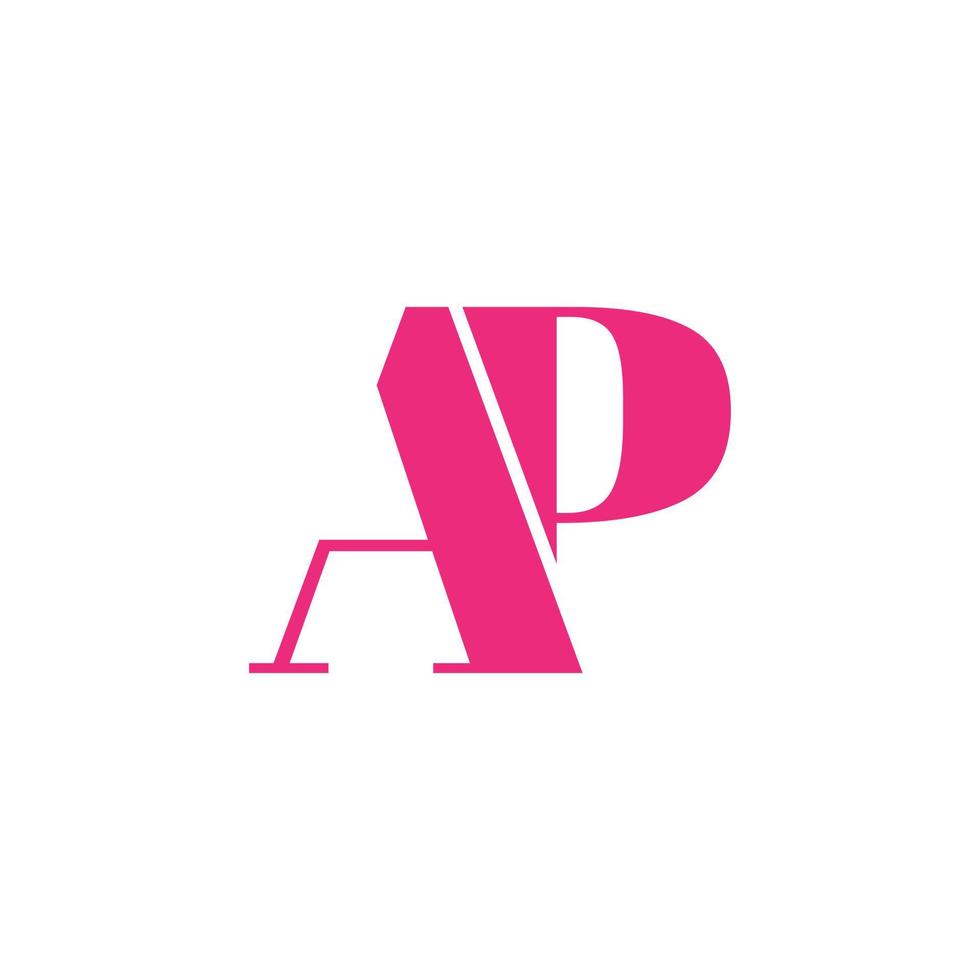 diseño del logotipo de la letra ap. ap logo icono vector de color rosa plantilla de vector libre.