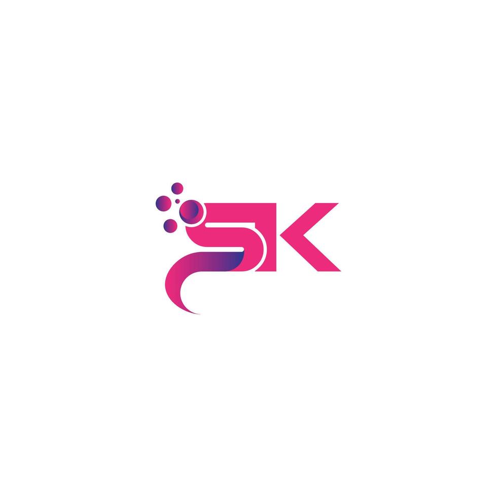 Bubble dots letter SK logo design free vector template.