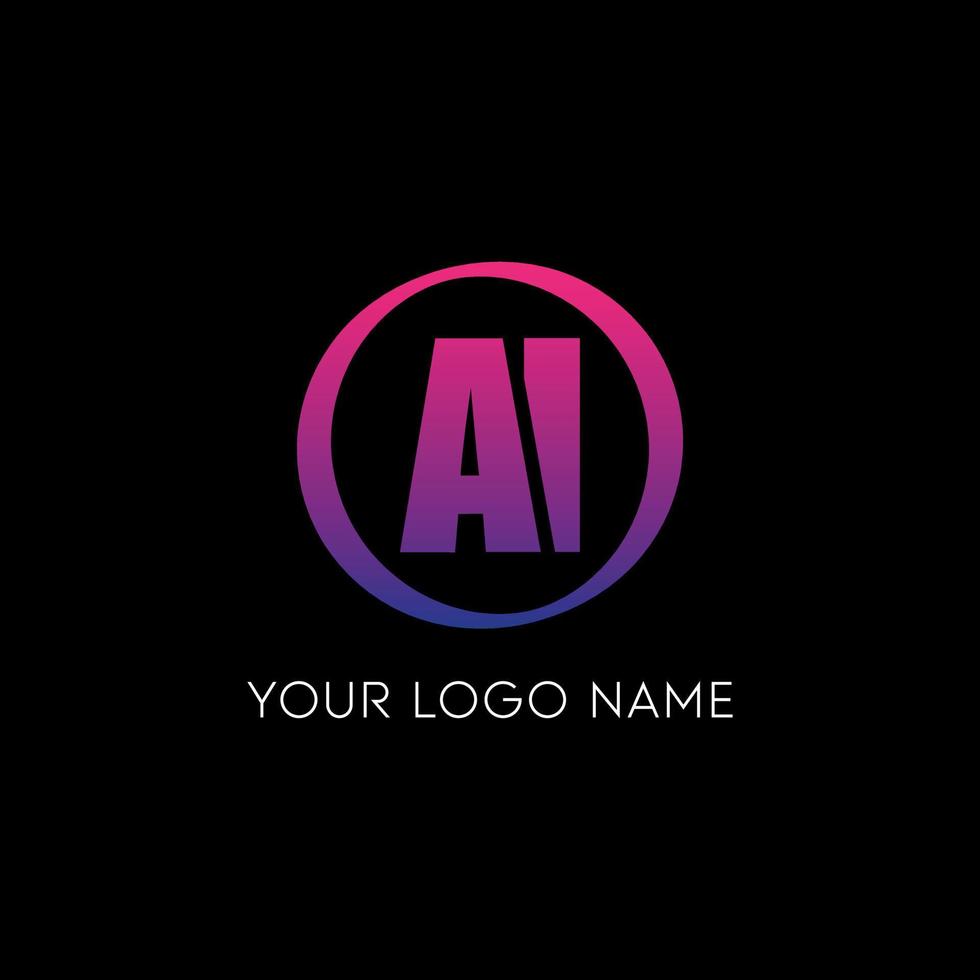 AI logo design. Initial circle AI logo icon design free vector template.