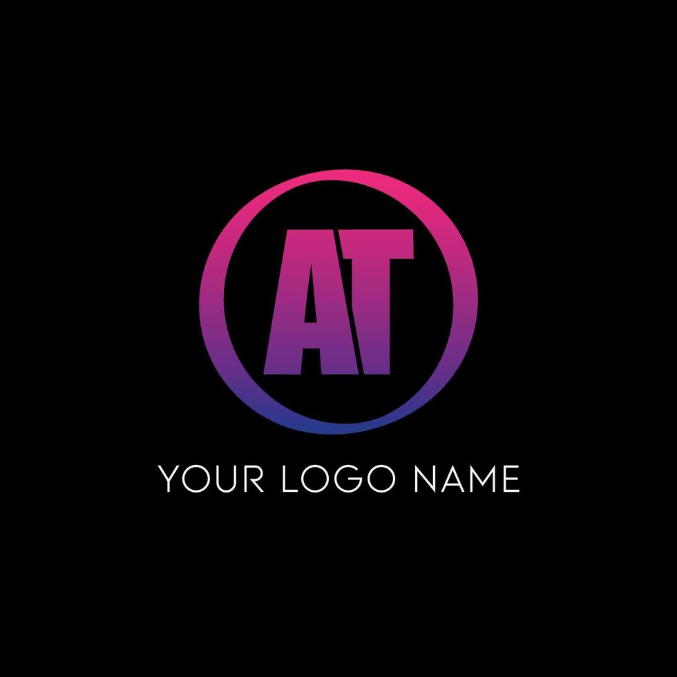 Initial circle AT logo icon design free vector template.