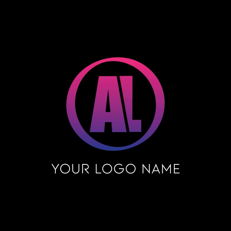 Initial circle AL letter logo icon design free vector template
