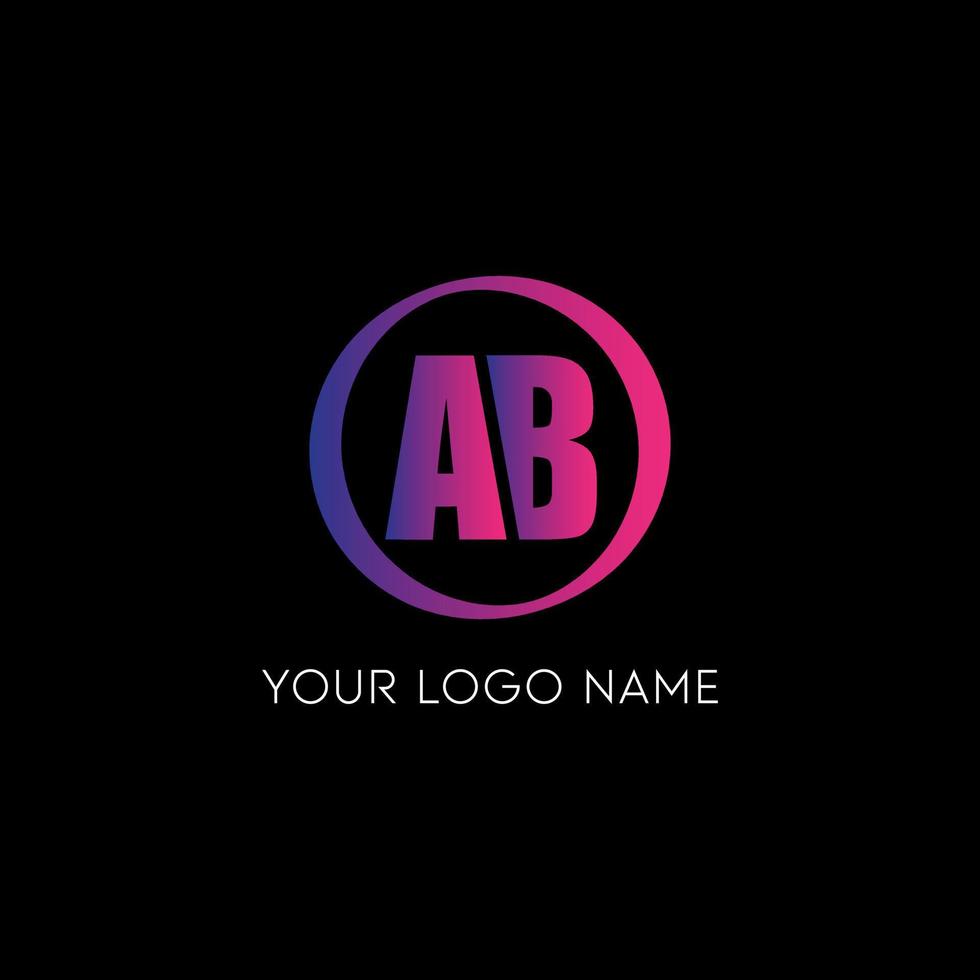 Initial circle AB letter logo icon design free vector template