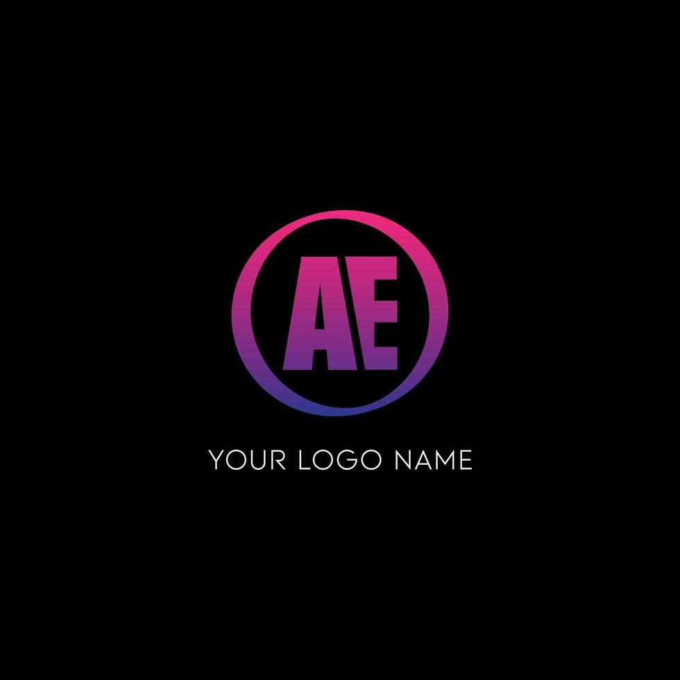 Initial circle AE letter logo icon design free vector template