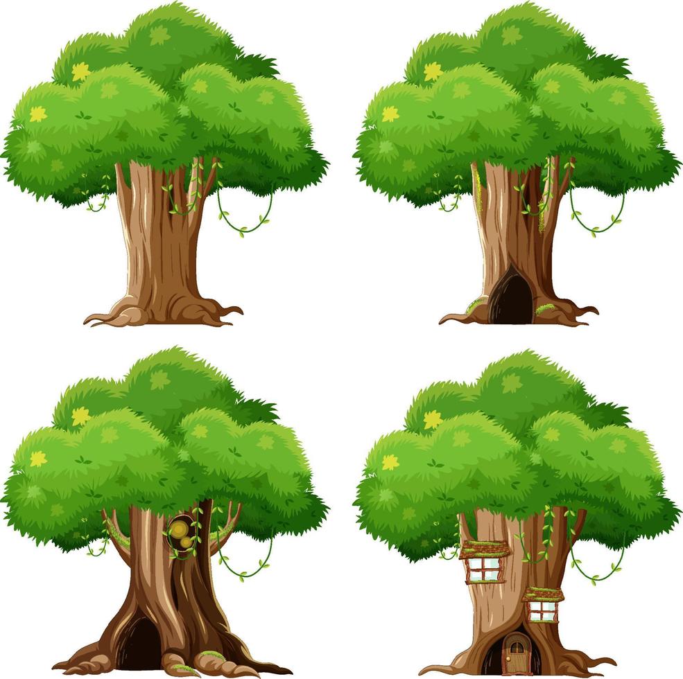 dibujos animados aislados de árbol grande vector