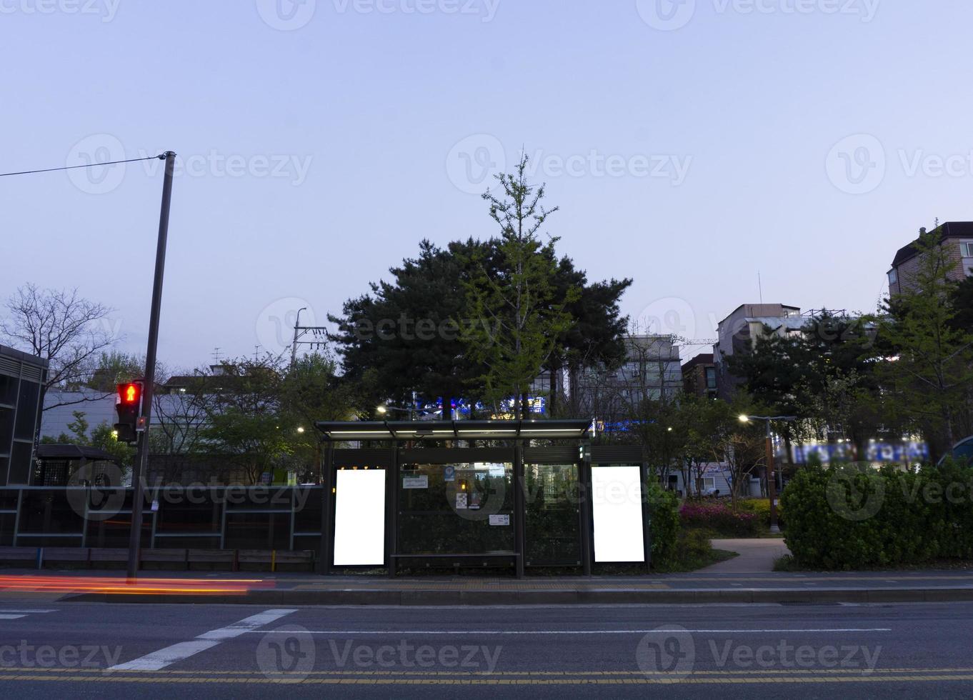 A picture of a bus stop commercial Mock up photo