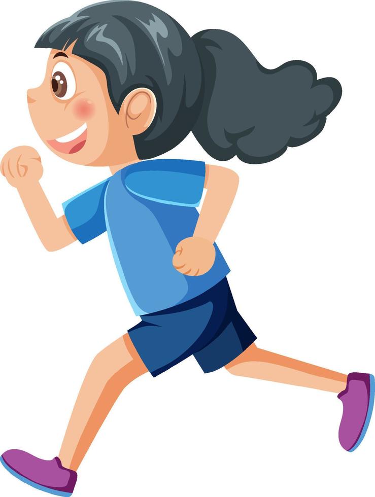 Running girl cartoon character vector