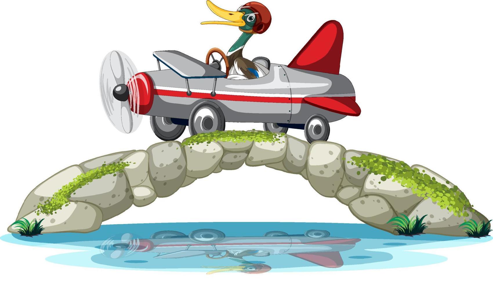 A duck driving plane cartoon vector