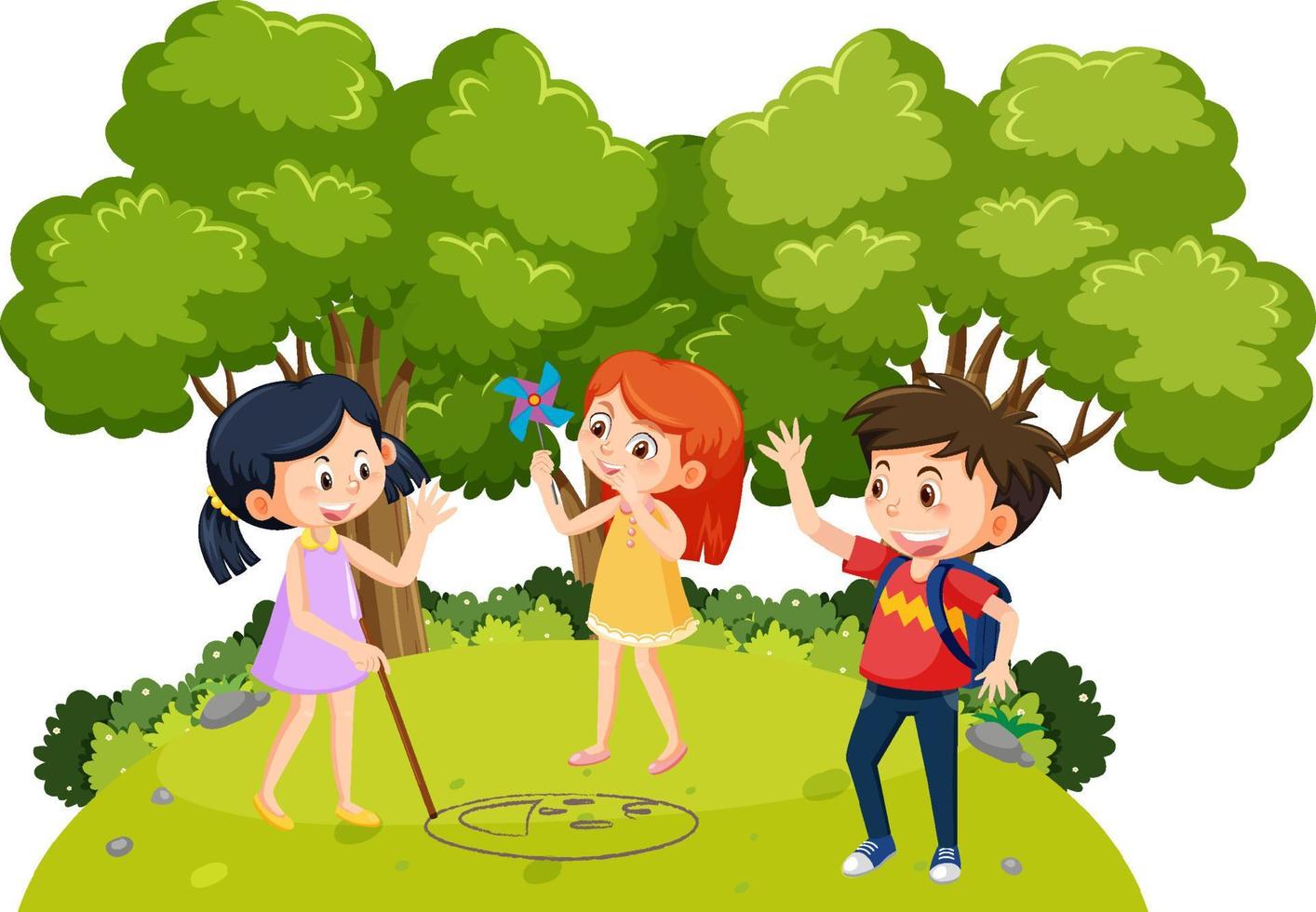 Kids playing at the park with adult Royalty Free Vector