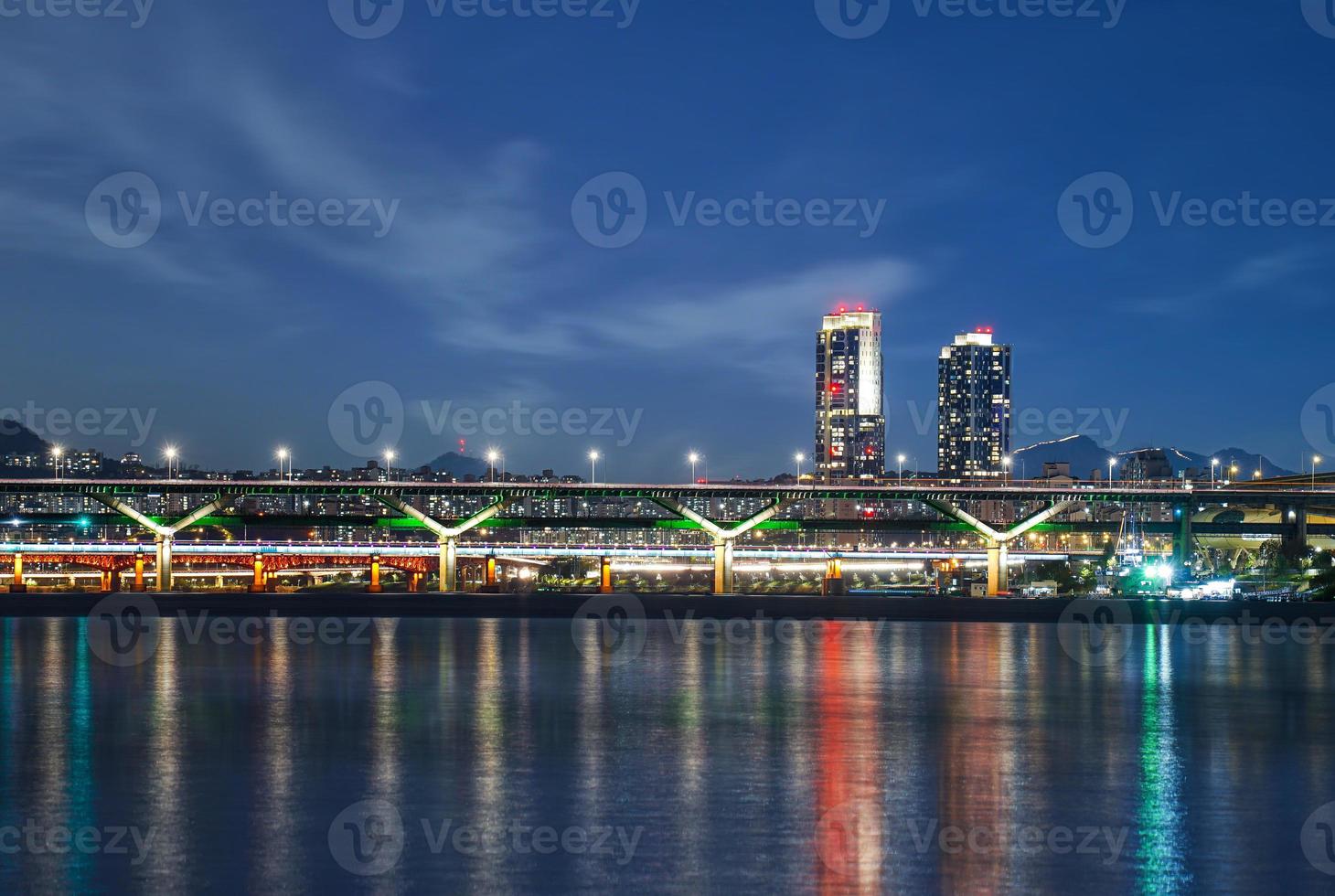 Night view of the Han River in Seoul photo