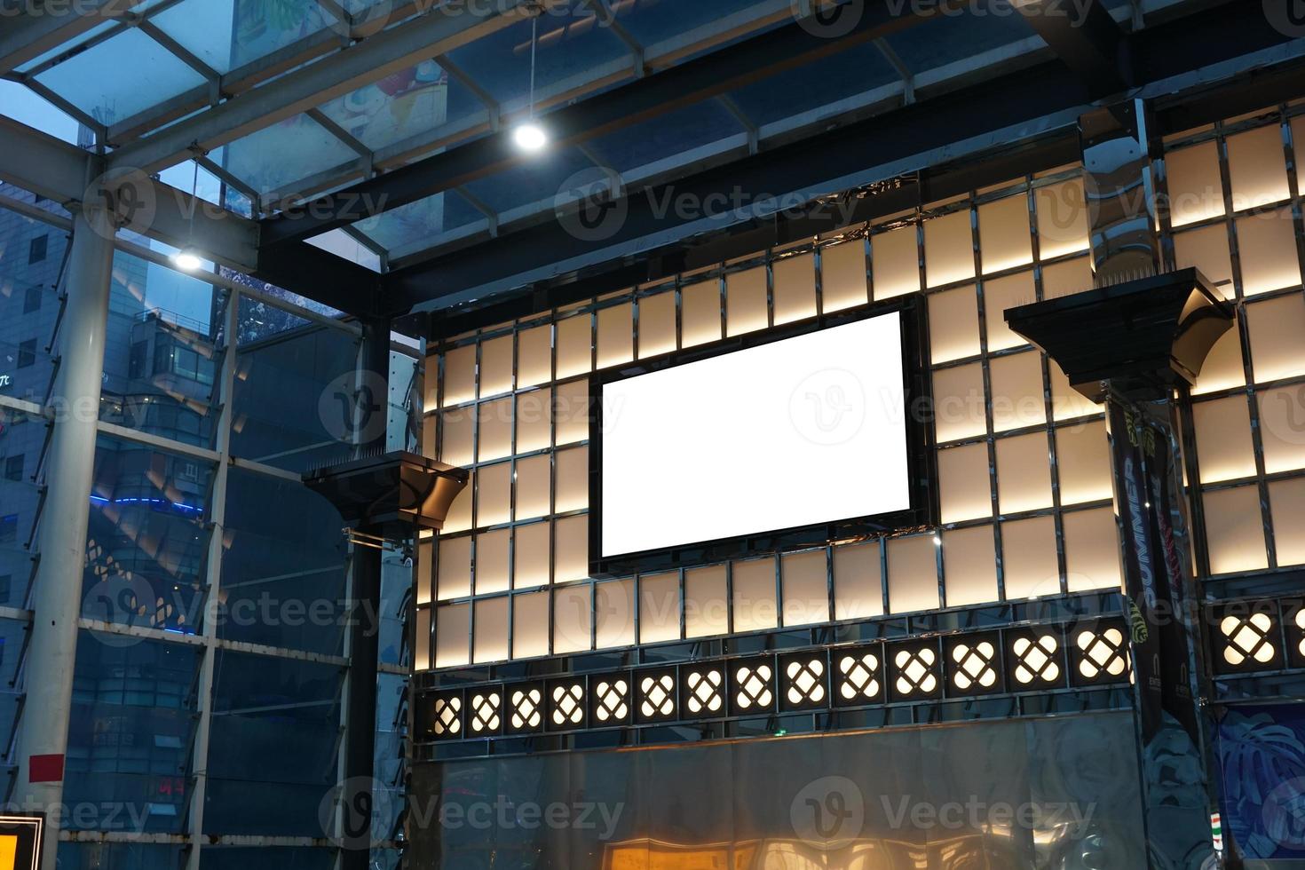 Advertising poster board inside department store photo
