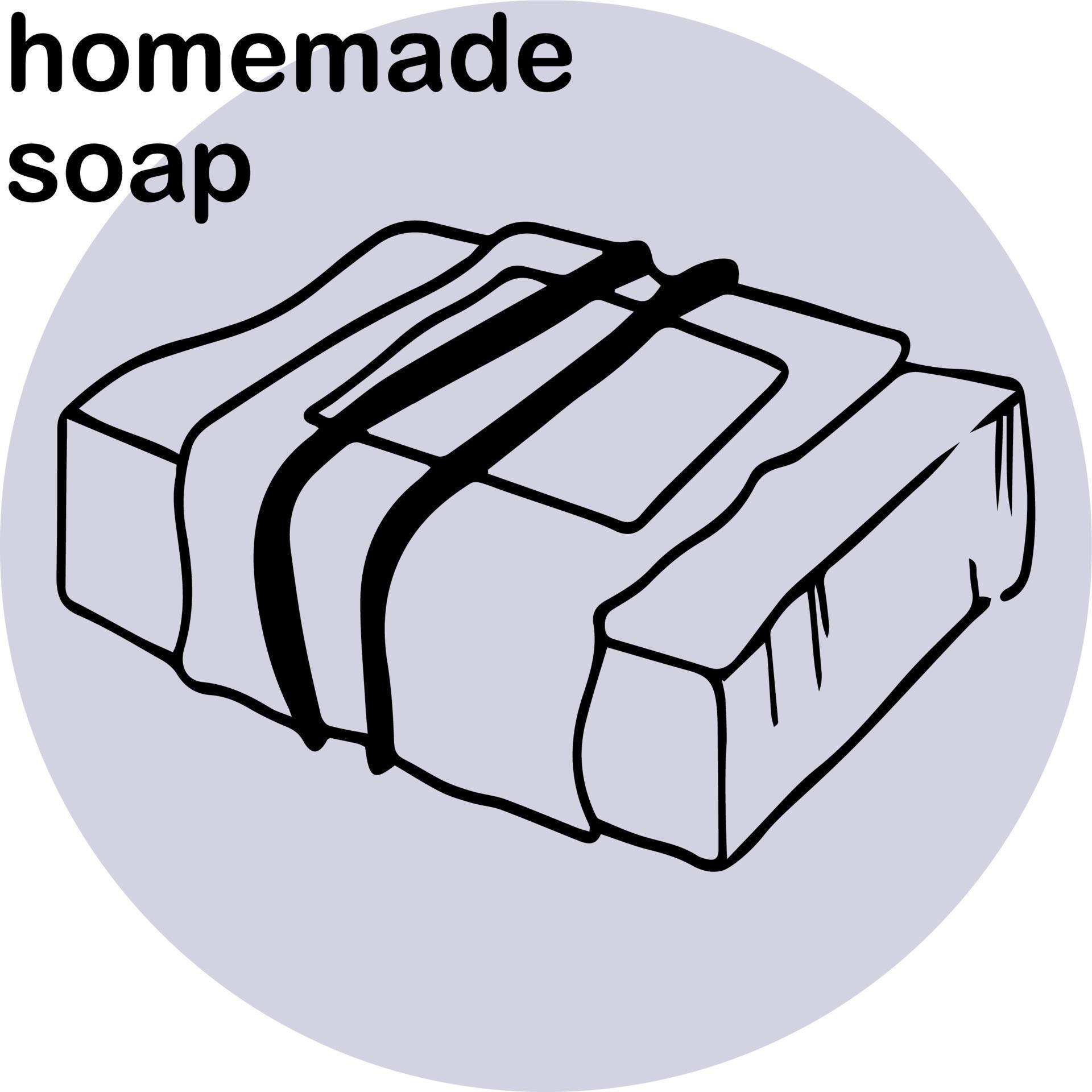 piece of homemade soap is packed in kraft paper and jute rope. Glycerin soap without additives