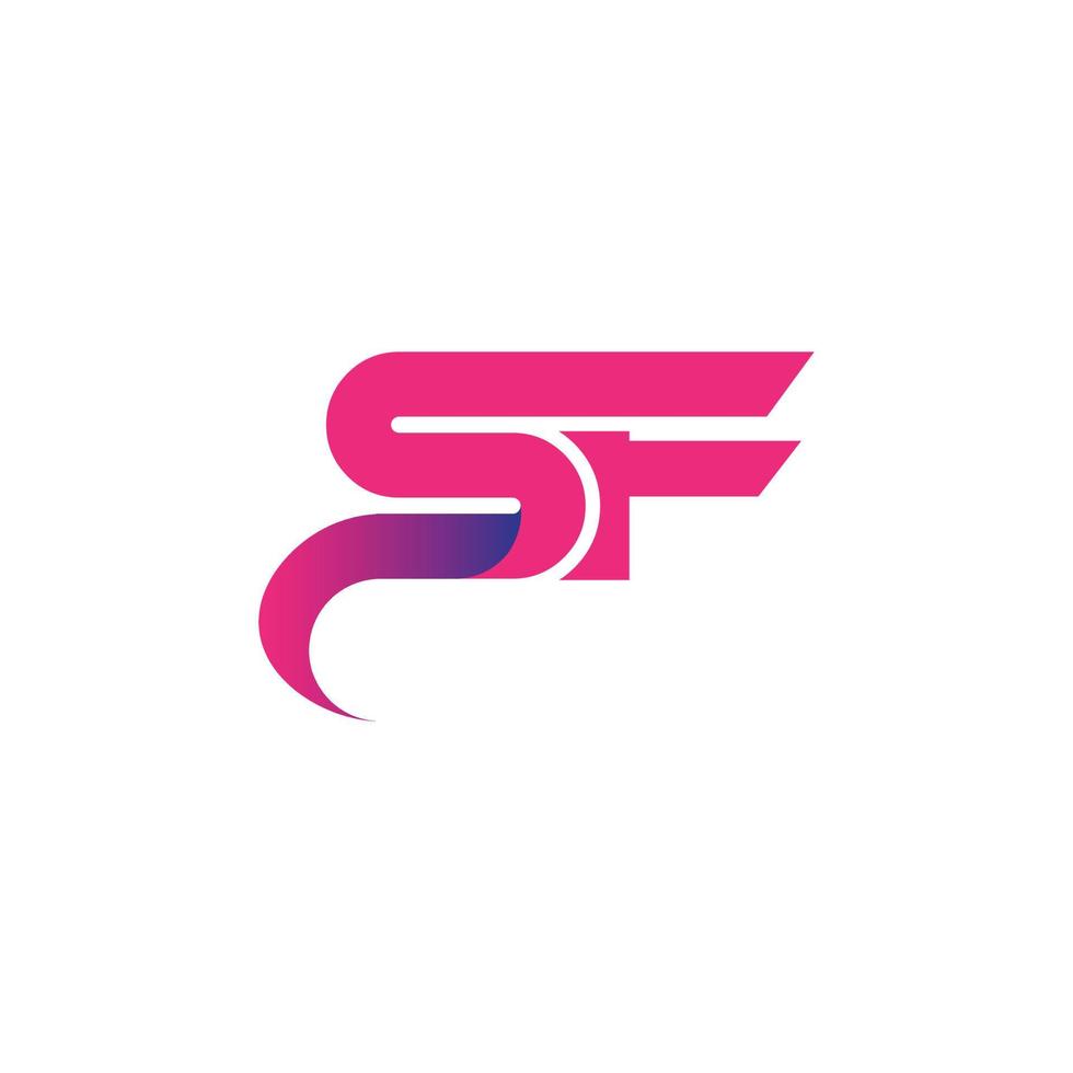 Letter SF logo design. SF logo pink color vector design free vector template.
