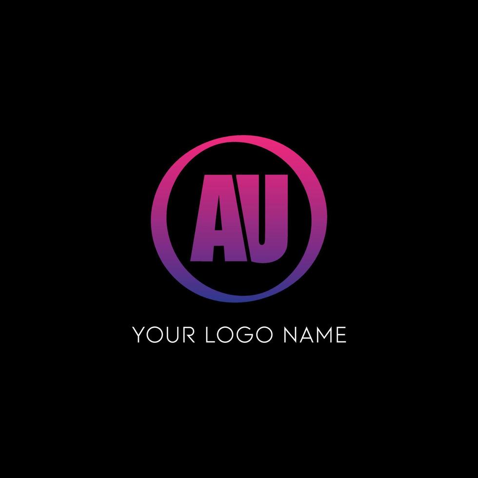 Initial circle AU letter logo icon design free vector template