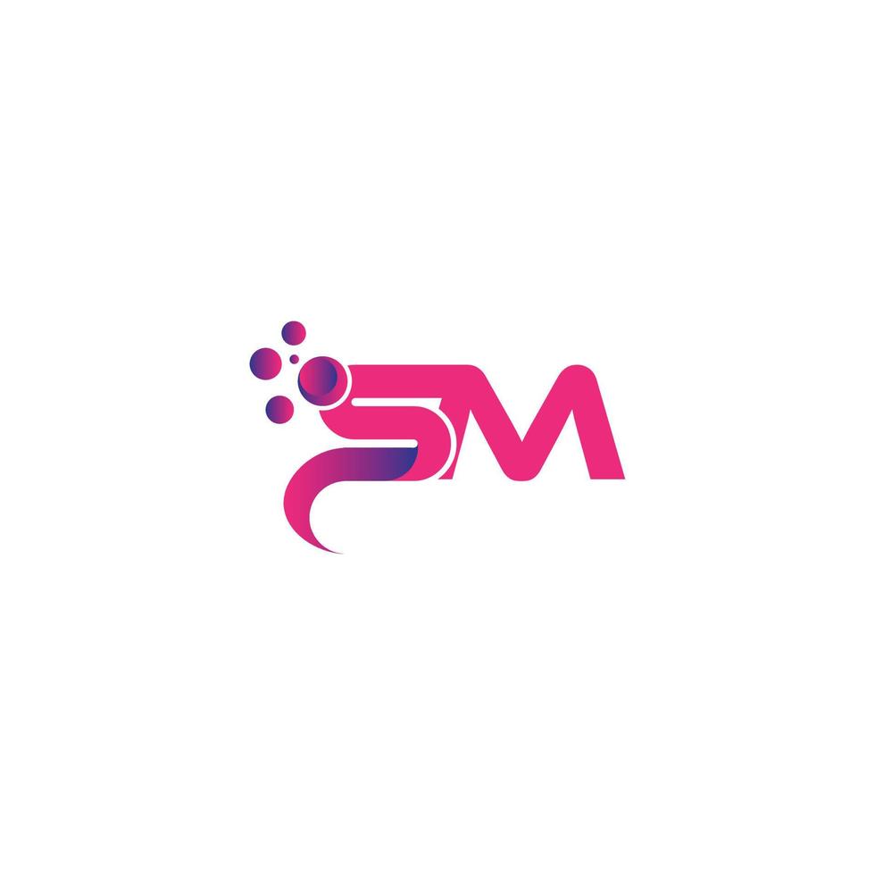 Bubble dots letter SM logo design free vector template.