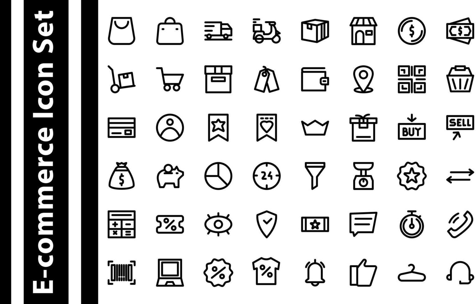 E commerce online shopping 48 icons set element vector