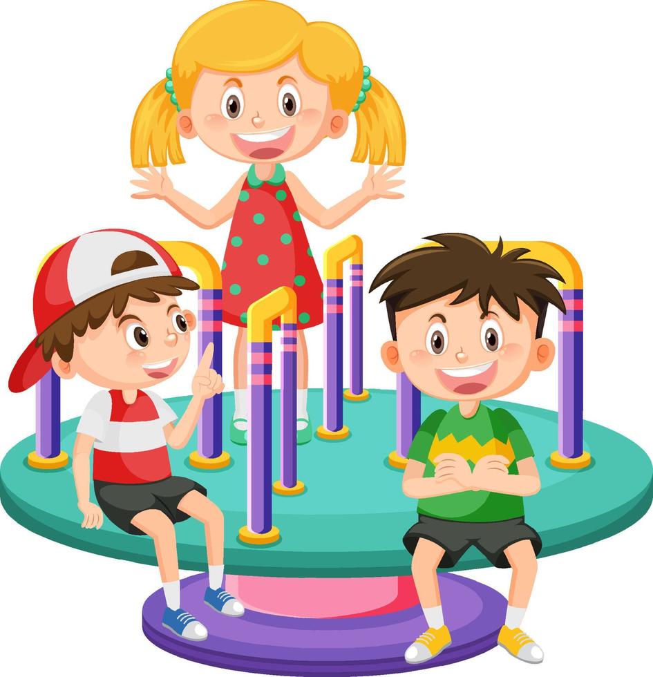 Children roundabout playground cartoon vector