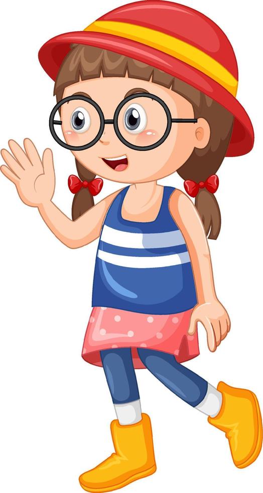 Cute girl wearing glasses cartoon character vector