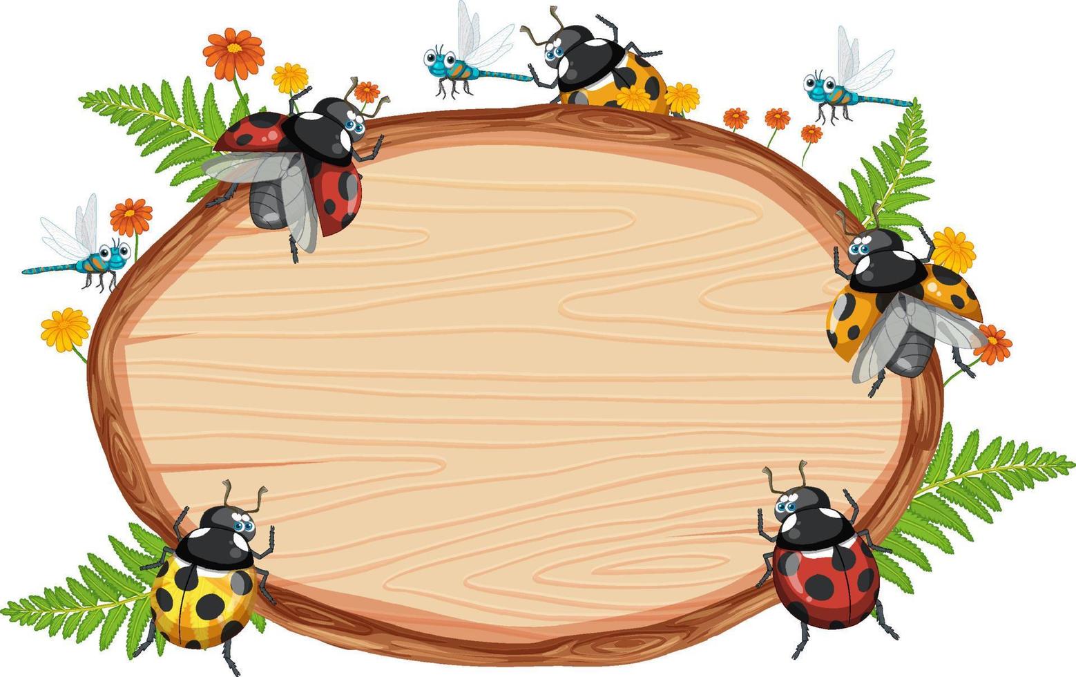 Insect with wooden frame board banner vector