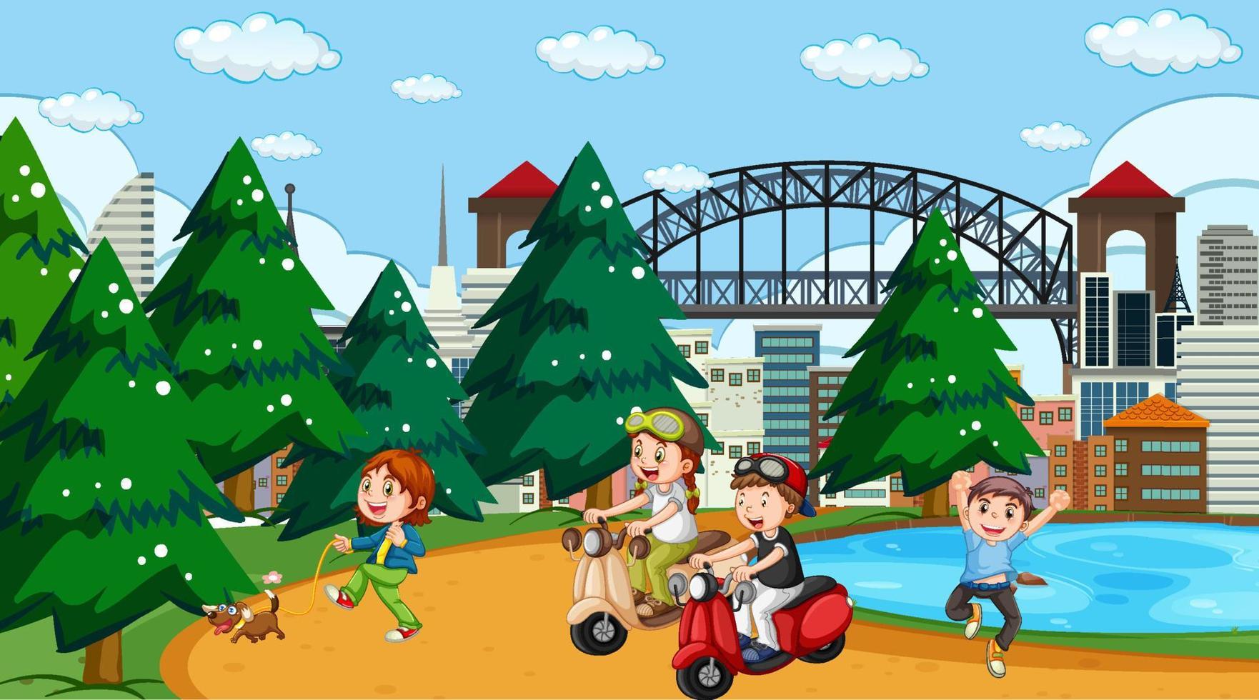 Children playing outdoor park vector