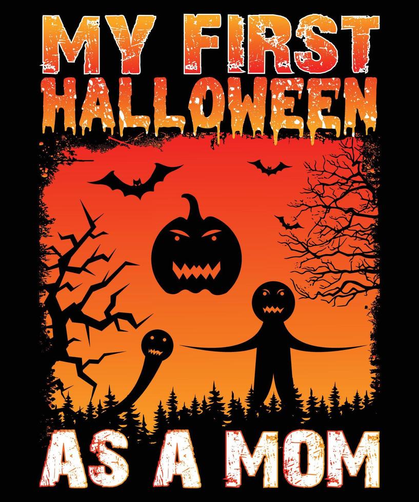 mi primer halloween como diseño de camiseta de mamá vector