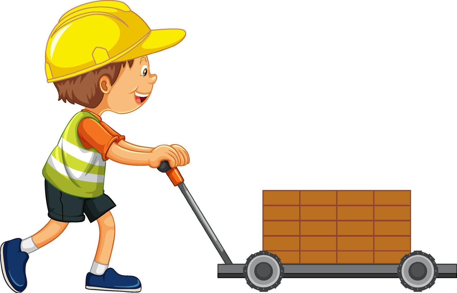 A boy wearing construction worker vector