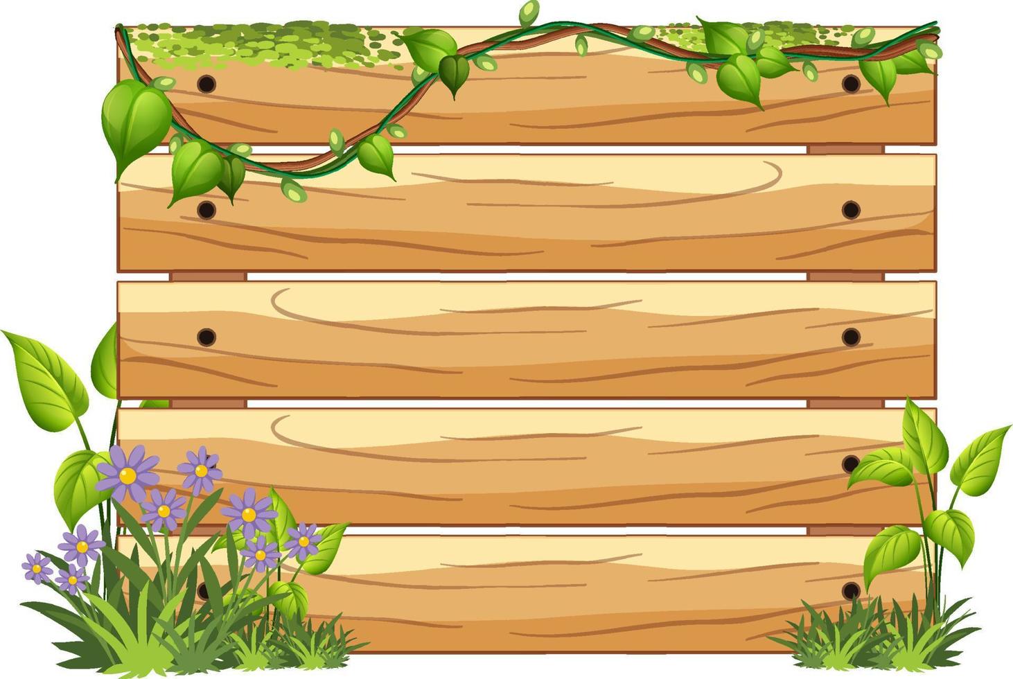 plantilla de tablero de madera con hojas de la naturaleza vector