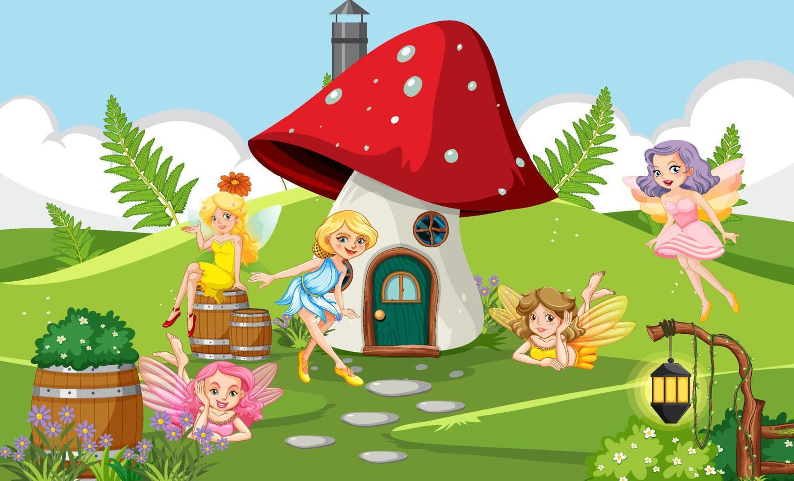 Fairies at fantasy land vector