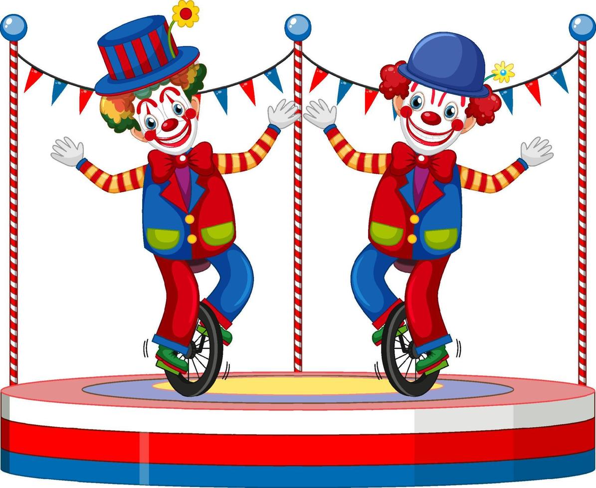 Clown performing on stage on white background vector