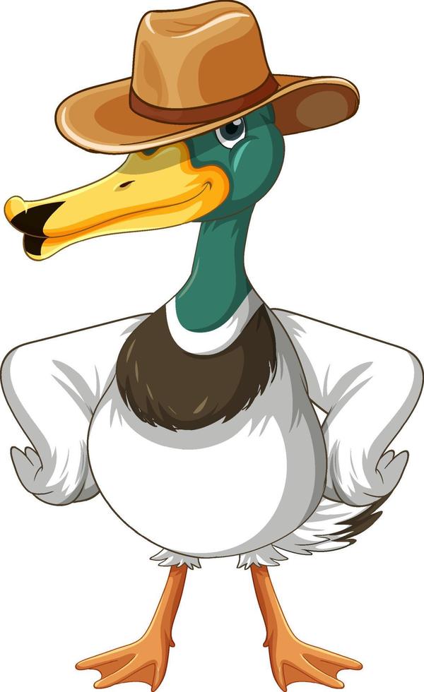 Wild duck wearing cowboy hat vector