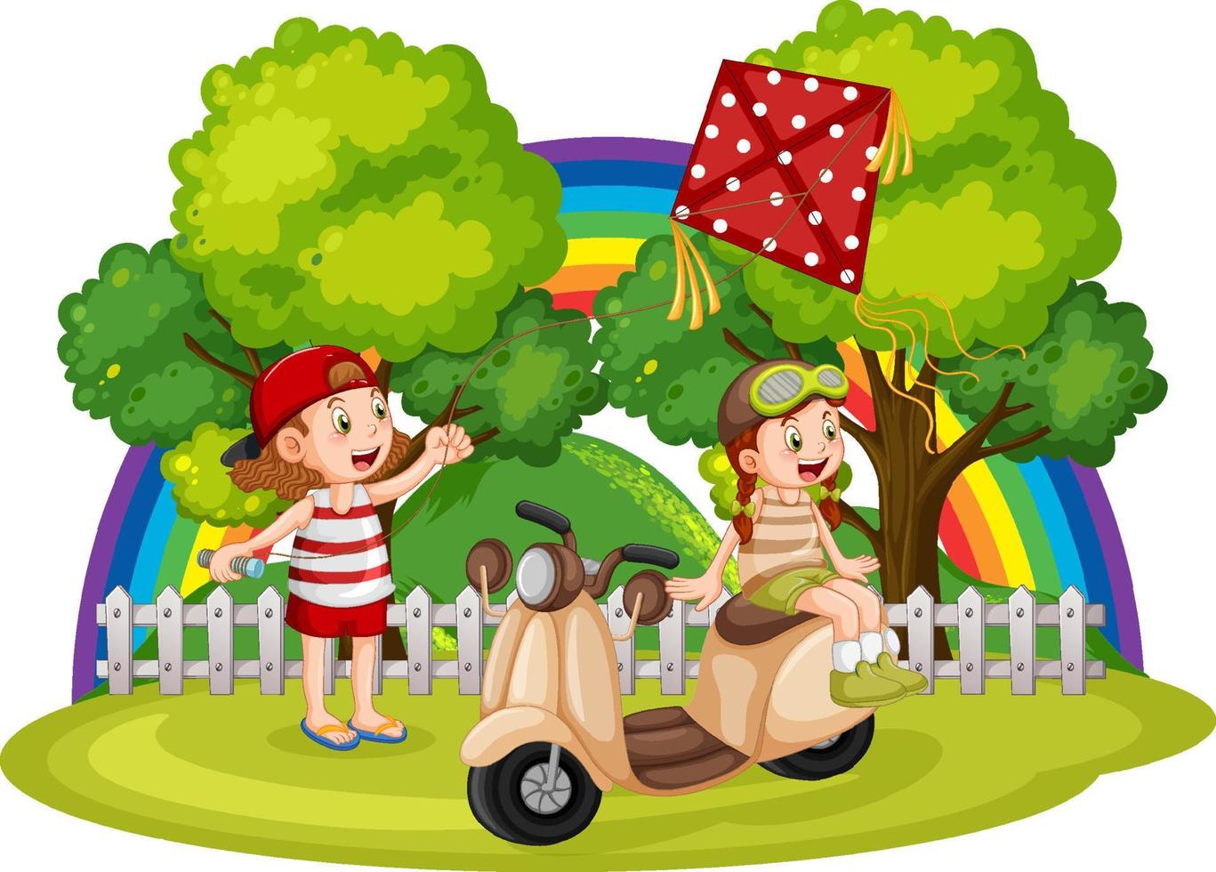 Outdoor park with happy children vector