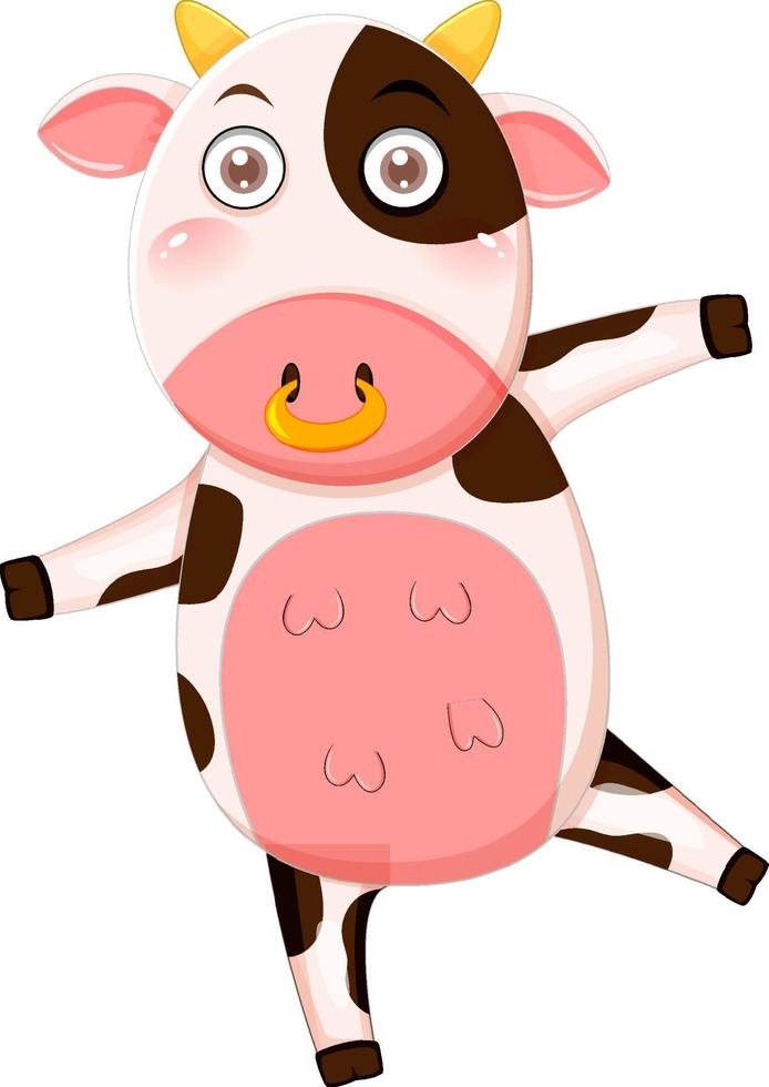 Cute cow cartoon character vector