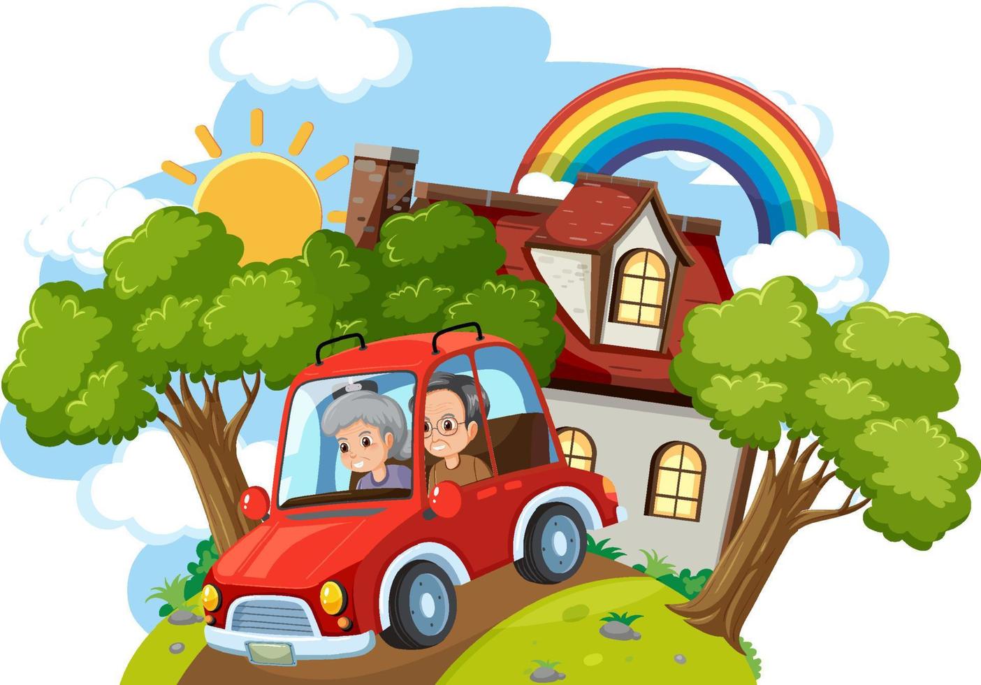 Pensioner couple going on a road trip vector