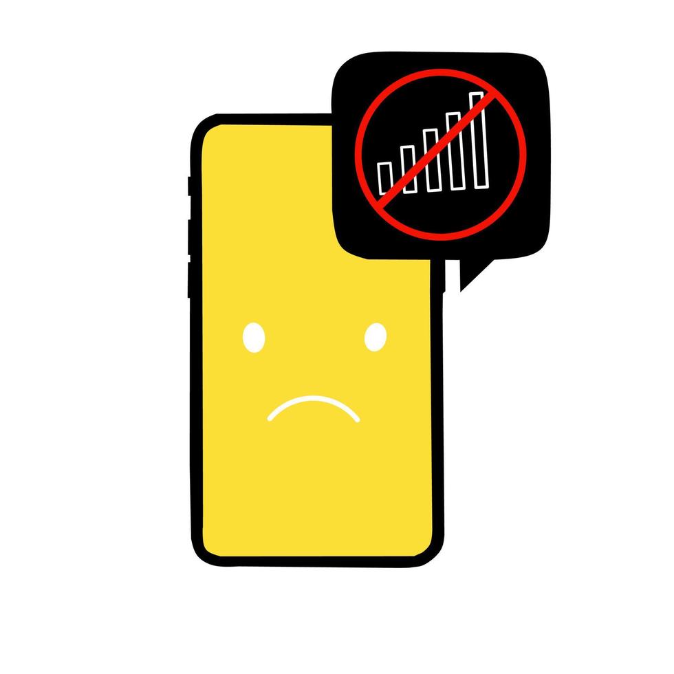 Illustration vector graphic of cartoon cell phone with bad signal