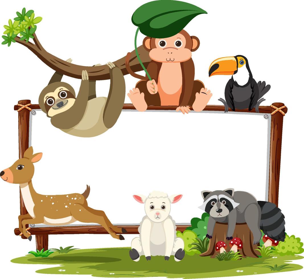 Blank board with wild animals vector