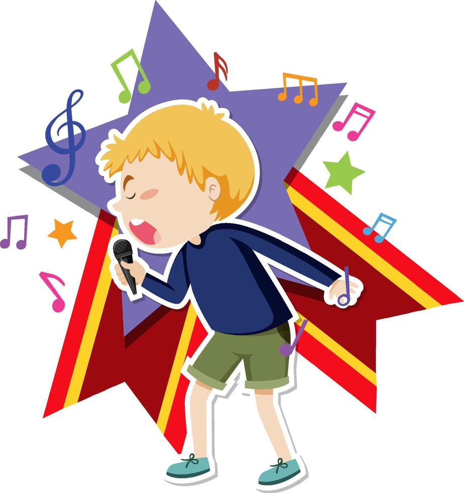 A boy singing cartoon character vector