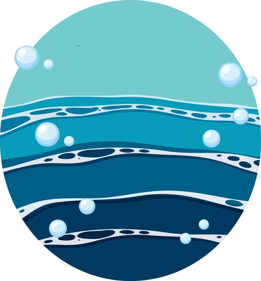 Ocean wave in round shape vector